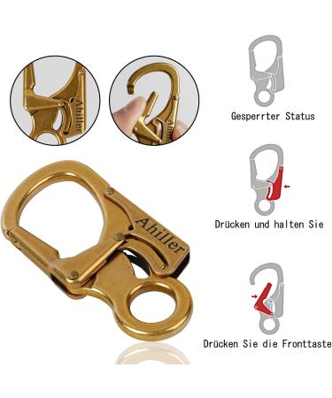 Double Locking 3-Inch Alloy Karabiner - Small Carabiner Hook for Outdoor Climbing Hiking Camping | Brass Copper Key Ranger Style - Buy Online on GoSupps.com