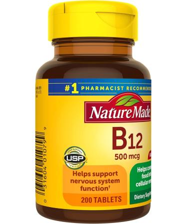 Vitamin B12 500 mcg Tablets - 200 Count for Metabolic Health - Buy Online on GoSupps.com