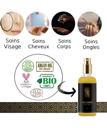 Organic Argan Oil Pure from Morocco Cold Pressed Argan Oil for Hair Face Body Extra Virgin ECOCERT Certified Organic Argan Oil 50 ml - Buy Online on GoSupps.com