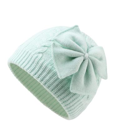 XIAOHAWANG Baby Girl Winter Hat Cute Bow Baby Beanie Warm Knitted Hats for Infant Toddler Girls 2-6 Years Green
