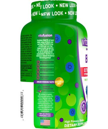VitaFusion Extra Strength Biotin 5000 mcg Gummies - Natural Blueberry Flavor | 100 Count - Buy Online on GoSupps.com