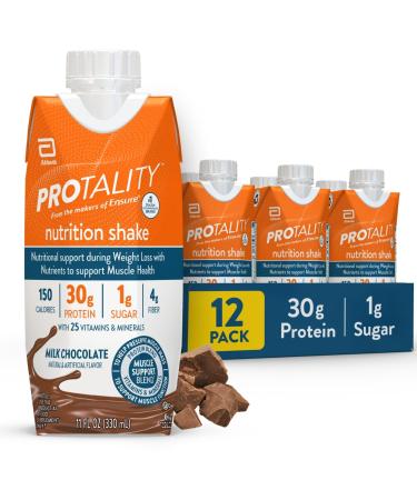 PROTALITY Milk Chocolate Nutrition Shake | 30g Protein 1g Sugar | Nutrition Support for Muscle Health During Weight Loss | 12 Pack Chocolate 11 Fl Oz (Pack of 12)