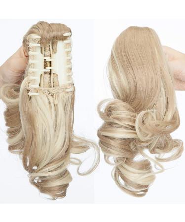 Sego ponytail extension ponytail hair extension braid hair piece hair voluminous wavy like real hair sandy blonde & blond bleach 110g-12 "(30cm)