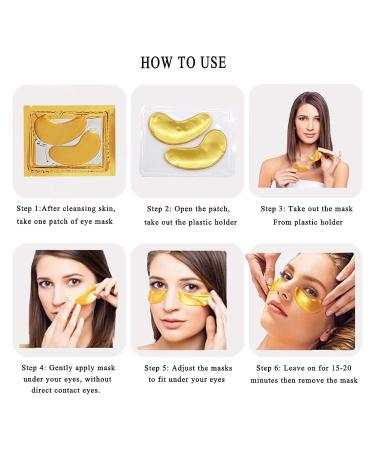 Voluxss 24K Gold Under Eye Treatment Mask - 20 Pairs Crystal Collagen Patches for Puffy Eyes, Dark Circles, Fine Lines & Wrinkles - Anti Aging Eye Gel Pads - Buy Online on GoSupps.com