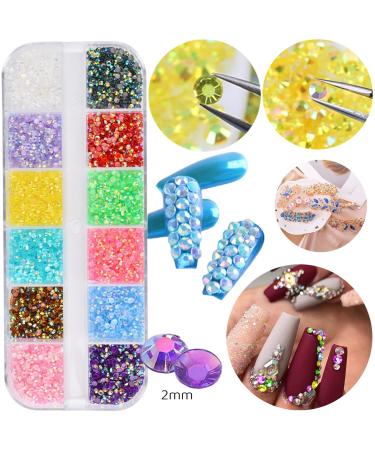 Buy 5 Boxes Shiny Colorful Nail Art Rhinestones Kit - AB Flatback Crystals Mermaid Pearls Gems with Pickup Pen & Curved Tweezer | International Shipping Available - Buy Online on GoSupps.com