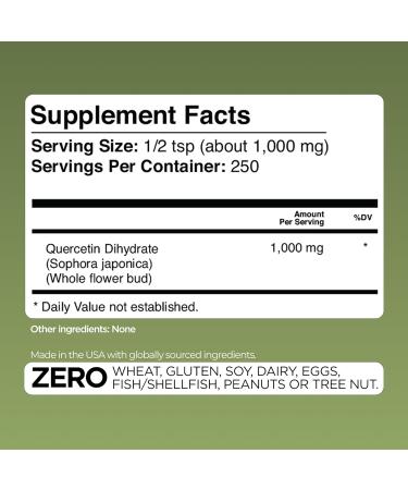 Gade Nutrition Pure Quercetin Dihydrate Powder | 98% Purity, Non-GMO, Gluten-Free and Dairy Free | 250g (8.8 oz), 1000mg per Serving, 250 Servings | Immune Support, Powerful antioxidant | USA Made - Buy Online on GoSupps.com