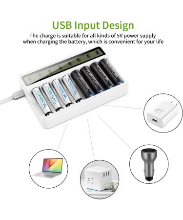 POWEROWL 2800mAh Rechargeable AA Batteries & Smart 8 Bay Charger - Low Self Discharge Ni-MH 8 Count | International Shipping Available - Buy Online on GoSupps.com