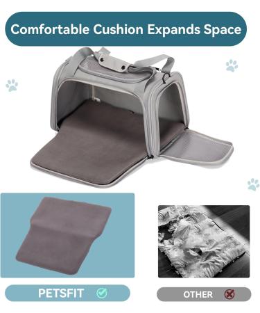 PetSfit Foldable Pet Transport Box - Portable Dog & Cat Carrying Bag with Expandable Bed | Travel-Friendly & Durable Gray Bag for Small Dogs & Cats - Buy Online on GoSupps.com