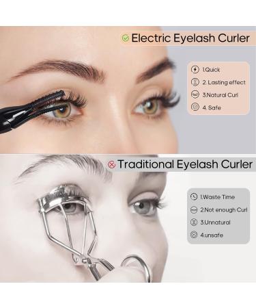 Buqikma Heated Eyelash Curlers Electric Eyelash Curler 3 Temp Modes 2in1 Clip-Type Eyelash Curlers with Built-in Comb Rechargeable Heated Lash Curler for Quick Heatin Lashes Curl Tool - Buy Online on GoSupps.com