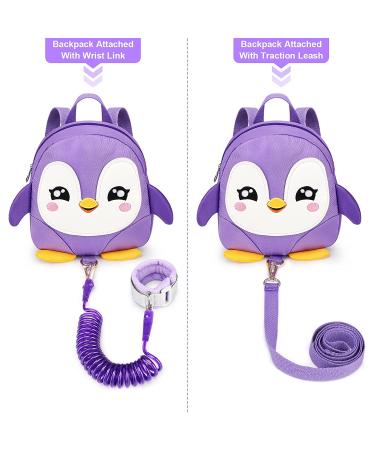 Accmor Toddler Harness Backpack Leash - Cute Penguin Kid Backpack with Anti Lost Wrist Link - Purple - Buy Online on GoSupps.com