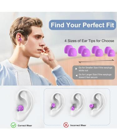 Aopigavi Ear Plugs for Sleeping - Noise Reduction 25-33dB 2 Pairs + 16 Ear Tips - Soft Silicone Noise Cancelling Earplugs for Sleep Study & Work - Purple - Buy Online on GoSupps.com