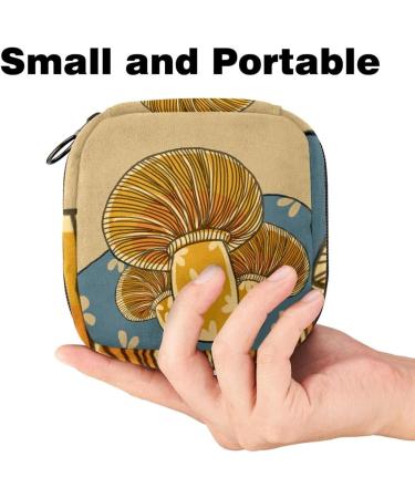 Womens Portable Napkin Storage Bag - Wild Mushroom Pattern Zippered Ideal for Menstruation Cups - Perfect for Teenagers & Women - Buy Online on GoSupps.com
