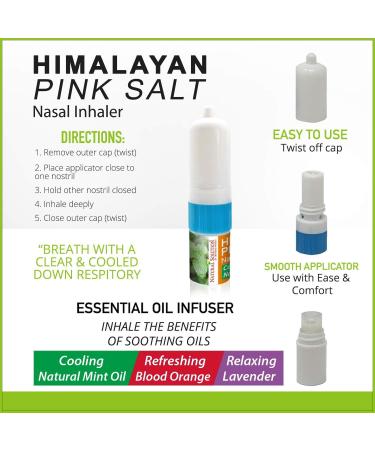 Natural Solution Himalayan Salt Inhaler, Aromatherapy with 3 Different Scents, Stuffy Nose Cleaner, Refreshing and Relaxing Sinus Relief, 0.068oz | Pack of 3 Mint, Blood Orange, Lavender - Buy Online on GoSupps.com