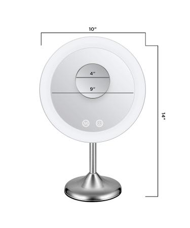 Conair Rechargeable LED Lighted Makeup Mirror 1X/10X Magnification Cordless Vanity Mirror - Satin Nickel - Buy Online on GoSupps.com