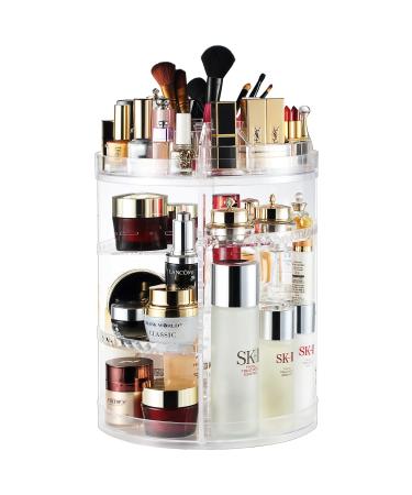 Makeup Organizer, 360 Degree Rotating Adjustable Cosmetic Storage Display Case with 8 Layers Large Capacity, Fits Jewelry, Makeup Brushes, Lipsticks and More, Clear Transparent