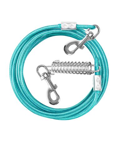 Snagle PAW cable tie for small dogs 4.5 m long dog leash courtyard purchase festival light dog tensioning cable with shock-absorbing spring dogs and cats up to 15.9 kg durable dog runner Hof 35lbs / 15ft ice blue