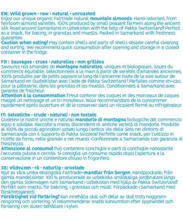PAKKA - Fairtrade Organic Almonds 500g Raw Wild Mountain Almonds Wild Collected from Small Farmers in Samarkand Uzbekistan 500g - Buy Online on GoSupps.com
