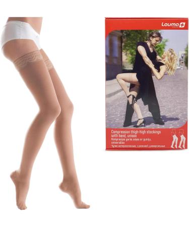 Shop Lauma Medical Compression Stockings Class 2 - 23-32 mmHg Beige XL Long Lace Strips Relieve Varicose Veins & Leg Swelling - Buy Online on GoSupps.com