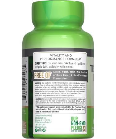 Nature's Truth Testosterone Supplement for Men - 60 Non-GMO & Gluten Free Softgels | Boost Energy & Vitality - Buy Online on GoSupps.com