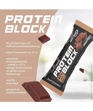Best Body Nutrition Protein Block - Chocolate | 51% Protein 15 x 90g Bars 1.3kg | High-Quality Protein Snack for Fitness & Health - Buy Online on GoSupps.com