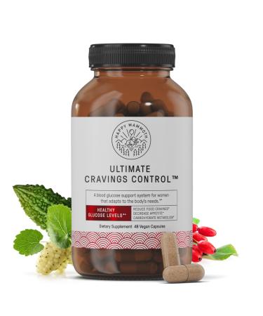Happy Mammoth Ultimate Cravings Control Sugar & Carb Cravings Support Chromium Natural Appetite Management & Metabolism Supplement for Adults Non-GMO No Gluten Dairy Soy or Sugar 48 Capsules