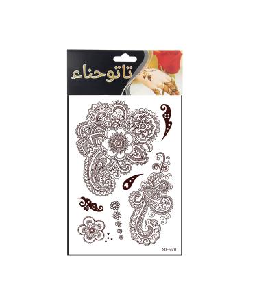 Adecco LLC 6 Sheets Flower Temporary Henna Tattoos - Fashion Flash Women Waterproof Red Ink Body Art Stickers - Buy Online on GoSupps.com