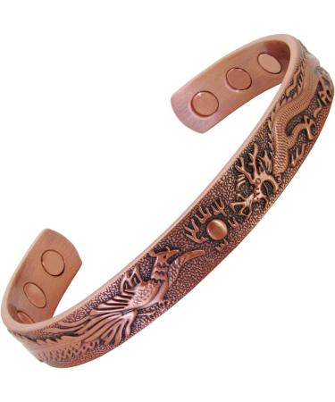 Pure Copper Magnetic Bracelet Men Women Copper Bangle Cuff Holistic Magnetic Band with 6 Strong Magnets Unisex Adjustable Good Luck Dragon Wristband-PDC (M: Wrist 16.5-19.5cm/6.5-7.6") - Buy Online on GoSupps.com