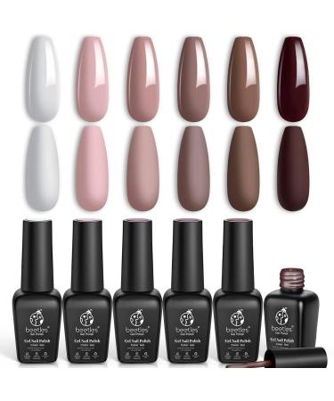 Beetles Gel Nail Polishes- Coffee Caf Brown Neutral Beige Mauve Color Nail Art Design Soak Off Nail Lamp Nail Polish Gel DIY Manicure Kit Beauty COFFEE TIME