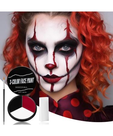 Buy Black White Red Face Paint Kit - Includes 3 Sponges & Brush | Perfect for Baseball Softball Halloween Makeup Cosplay & Theme Parties - Buy Online on GoSupps.com