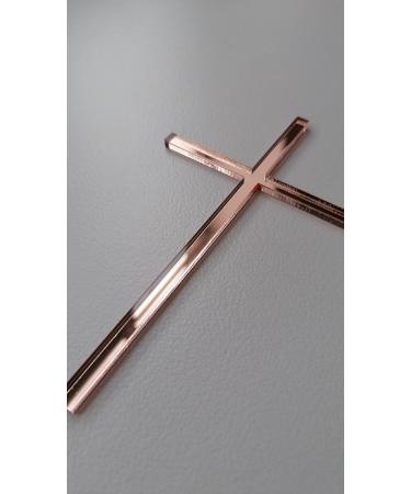 Rose Gold Cross Cake Topper - Acrylic/Wood Decoration for Baptism Communion & Confirmation - 1 Piece - Buy Online on GoSupps.com