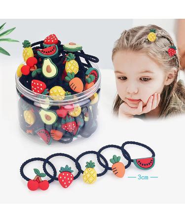 40pcs Baby Hair Ties for Toddler Girls - Cute Animals, Fruits, and Flowers Hairpins - Kids Ponytail Holders and Headbands - Buy Online on GoSupps.com