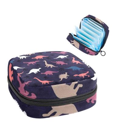 Dinosaur Print Pattern Menstrual Cup Pouch Menstrual Pad Bag Feminine Menstruation Bags Portable Sanitary Napkin Pads Storage Bags Color 1