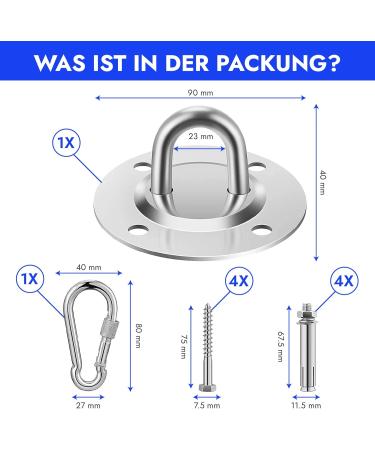 Tajox Premium Stainless Steel Ceiling Hook - 450kg Heavy Load Portable Suspension Swing Hook with Carabiner & Screw | 360 Rotatable for Hanging Chairs Swings & Punching Bags - International Shipping Available - Buy Online on GoSupps.com