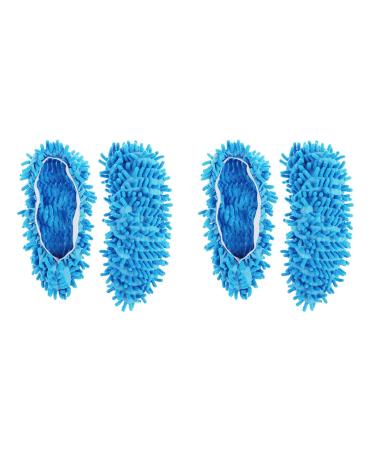 Mop Shoes Floor Cleaning Shoe Covers Floor Cleaner Slippers Floor Mop Lazy Slippers Slippers Shoe Cover Mop for House Floor Dust Dirt Hair Cleaning 2 Pairs Blue standard size