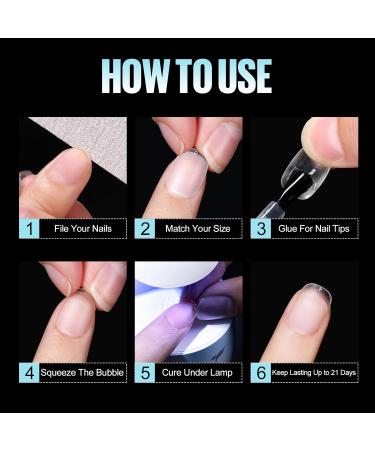 Tomicca Square Nail Tips - 240 Pre-Shaped Half-Matt Medium Nail Tips for DIY Nail Art | 12 Sizes of Gel Nail Extensions - Buy Online on GoSupps.com