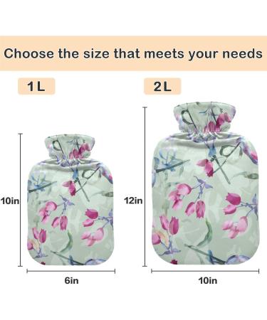 NAANLE Watercolor Tulip Hot Water Bottle with Cover - 1L Heat & Cold Therapy for Pain Relief & Warmth - Buy Online on GoSupps.com