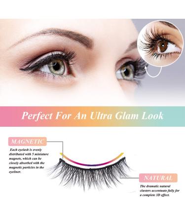 Veshely Natural Magnetic Eyelashes with Eyeliner - 7 Pairs Reusable 3D Short & Long False Lashes for a Natural Look - Buy Online on GoSupps.com
