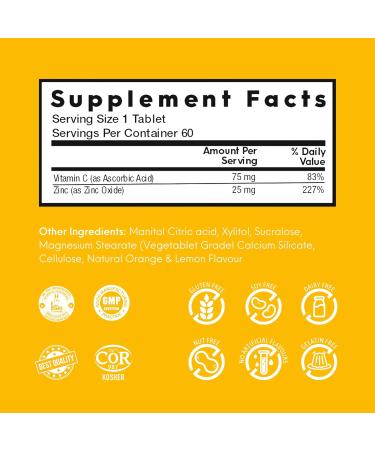 Nutrameltz Vitamin C and Zinc Immunity Booster Supplement Supports Hair Growth Aids Tissue Development Quick Dissolving Tablets for Vitamin Deficiency Lemon & Orange Flavour (60 Tablets) - Buy Online on GoSupps.com