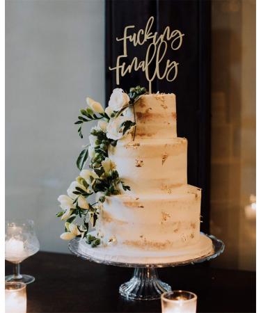Rural Funny Finally Wedding Cake Topper for Bridal Shower Engagement Party Decoration Antique Wood