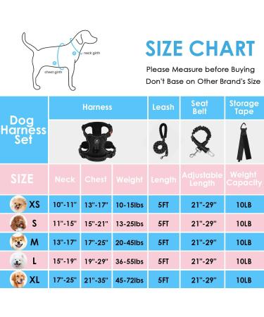 Nestroad Large Dog Harness & Leash Set - Adjustable Black Size L for Dogs (Neck 38-48cm Chest 48-74cm) - Includes Seat Belt for Car Safety - Buy Online on GoSupps.com