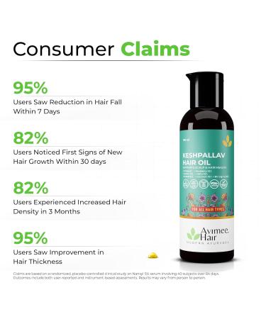 AVIMEE HERBAL Keshpallav Hair Oil - 150 Herbs + 50 Cold-Pressed Oils for Hair Growth, Anti-Gray, Dandruff - 100ml - Buy Online on GoSupps.com