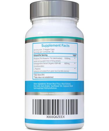 Rhodiola & Ashwagandha with L-Theanine - UK Made, Award-Winning KSM-66 Ashwagandha 600mg & Rhodiola 1500mg - Adaptogen Combo with No Fillers - Buy Online on GoSupps.com