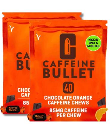 Caffeine Bullet 80 Chocolate Caffeine Chews. Each 85mg Caffeine - Chocolate Orange Energy Gummies: Kick Faster Than Energy gels for a Cycling Endurance Sports & Stay Awake Chocolate Boost 2 Bags - 80 Caffeine Chews