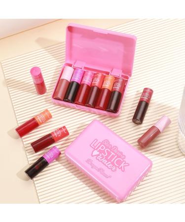 TITIMORE 6 Colors Lip Tint Stain Set Korean Lip Gloss Long lasting Mini Liquid Lipstick Waterproof Lip and Cheek Tint Non-Stick Cup Moisturizing High Pigment Lip Color Makeup(Pink) - Buy Online on GoSupps.com