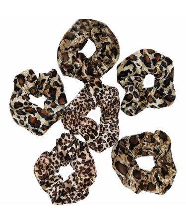6 PCS scrunchies for hair cheetah print hair ties scrunchie animal print velvet leopard bow women lepord large clips for thick hair 3 styles LARGE
