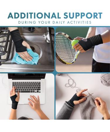Actesso Elastic Wrist Support with Strap - XL Black - For Sprains, Injuries, or Sports - Flexible Support Without Metal Bar | Left or Right - Buy Online on GoSupps.com