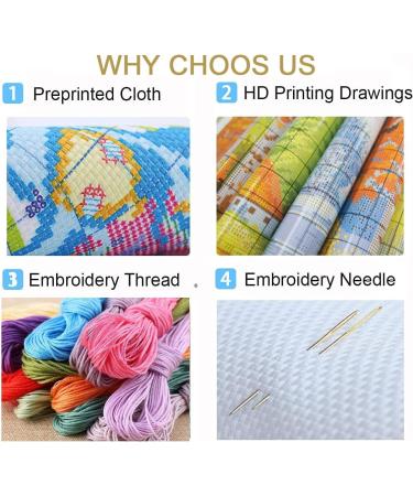6 Pack VeGuude Cartoon Cross Stitch Kits for Beginners - DIY Embroidery Kit for Home Decor - Needlepoint Arts and Crafts - 11CT 9.84x13.78in - Buy Online on GoSupps.com