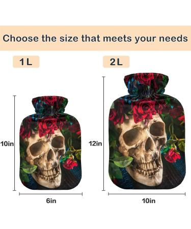 Naanle Mexican Skull-Rose Heat Bottle | 2L Transparent Hot Water Bottle for Pain Relief Hand & Feet Therapy Heat & Cold Therapy - Buy Online on GoSupps.com