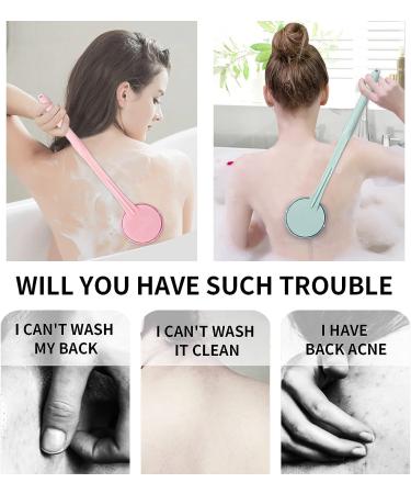 Long Handle Bath Brush with Exfoliating Cloth - 17 Inch Green | Body Exfoliating Brush for Men and Women - Buy Online on GoSupps.com