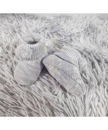 Royal Icon Newborn Baby Booties 0-3 Months | Pom Pom Booties for Baby Boys and Girls | Adorable & Stylish RI408 Grey - Buy Online on GoSupps.com